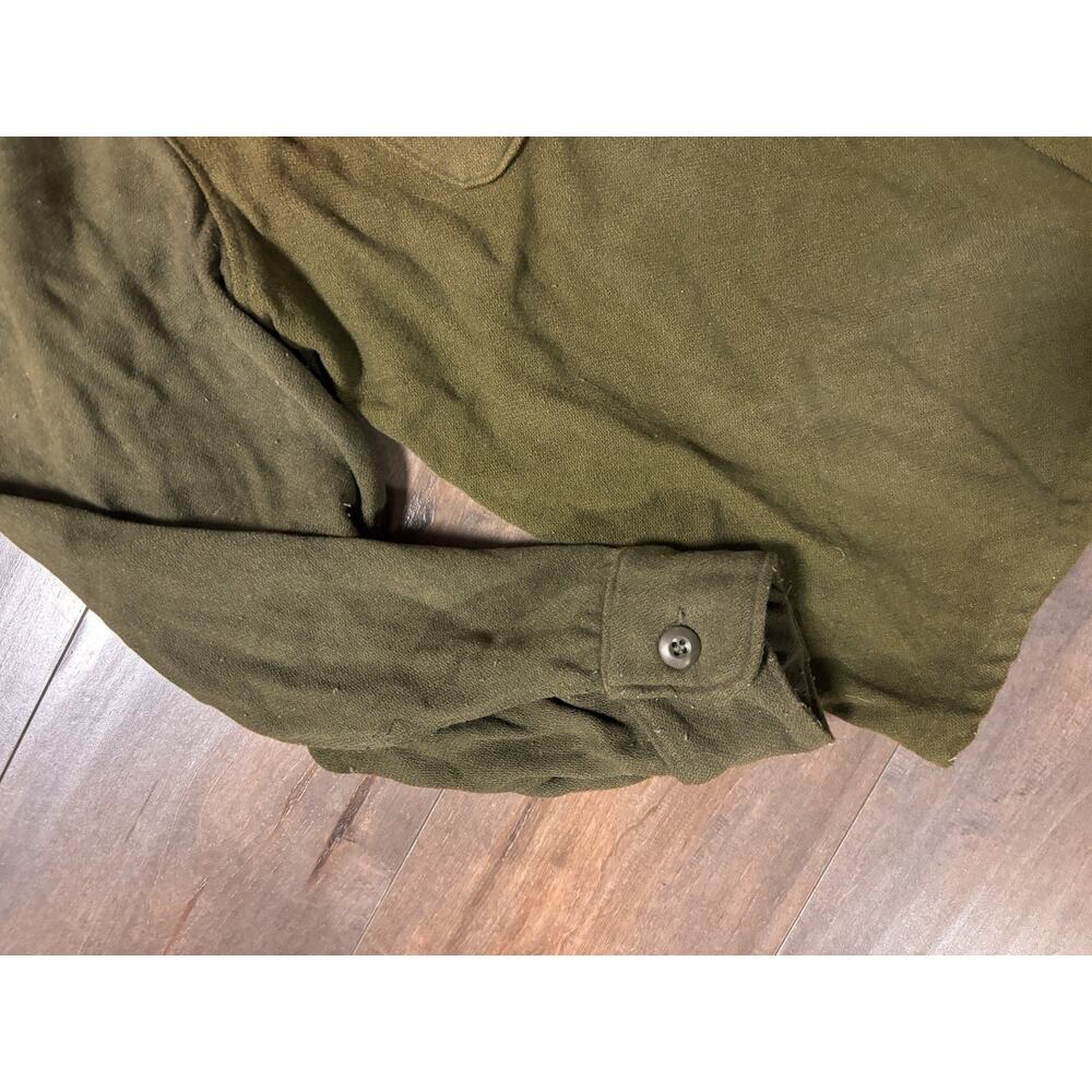 Vintage US Army Shirt Mens Medium Cold Weather Field Wool Olive Green 70s - Picture 4 of 12